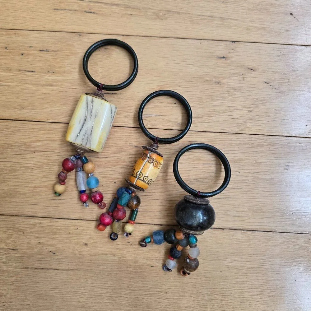 vintage Y2K | rustic boho multicolor chunky bead napkin holders